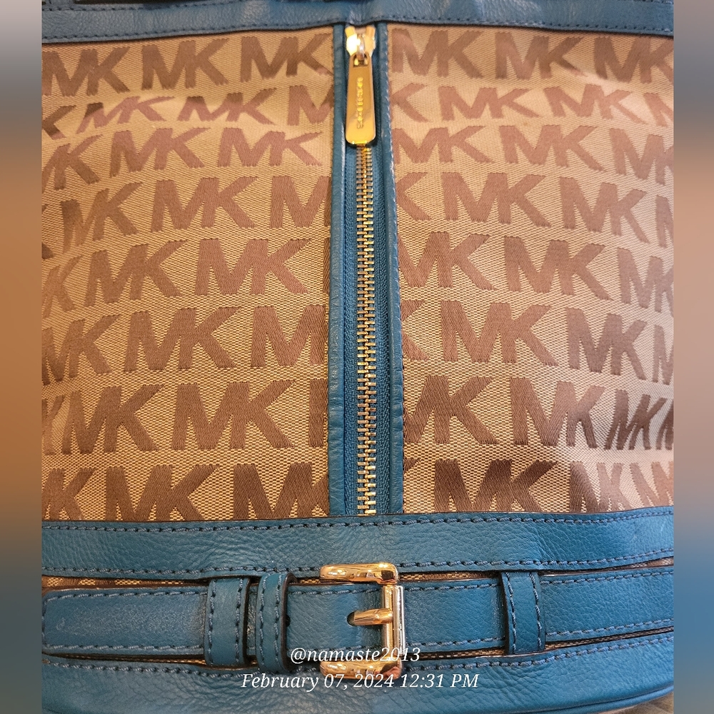 Michael Kors Kingsbury Bucket Bag  Jaqured Logo MK Tote NWOT Designer #712 - Picture 12 of 17